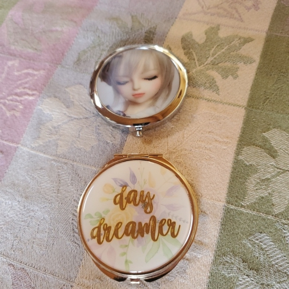 Lot Of 2 Compact Mirrors 2.75" For Purse Or Pocket